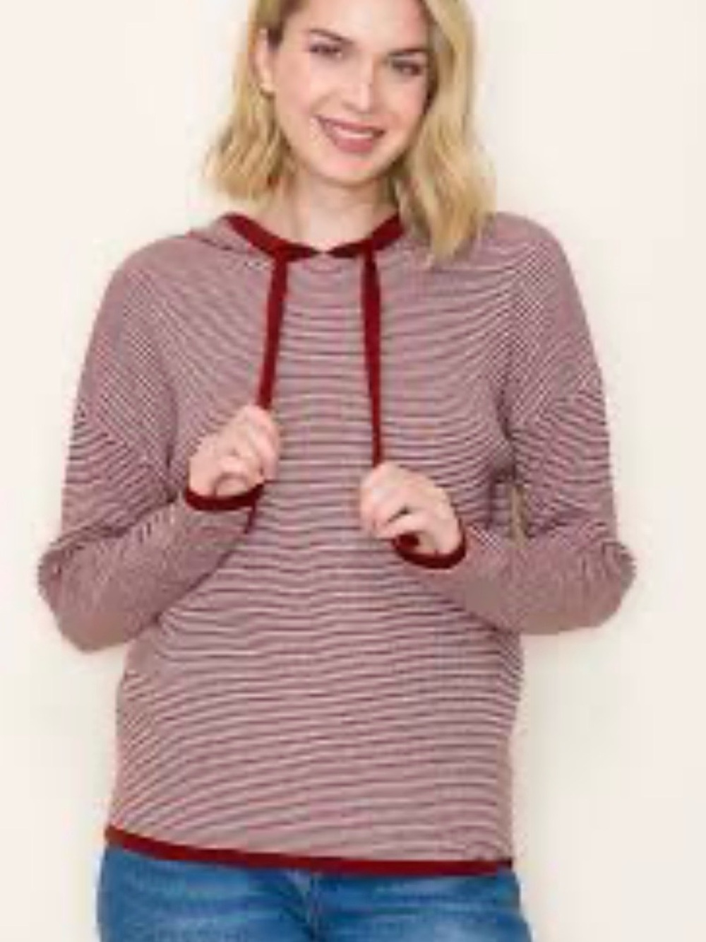 DREAMERS Cozy Burgundy Knit Hoodie